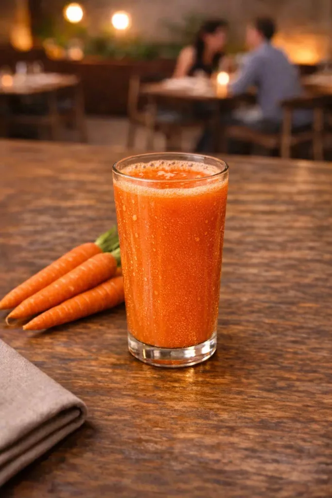 Verre de jus de carotte bio et local