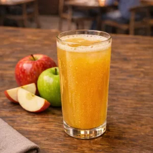 Verre de jus de pomme bio et local La Cour