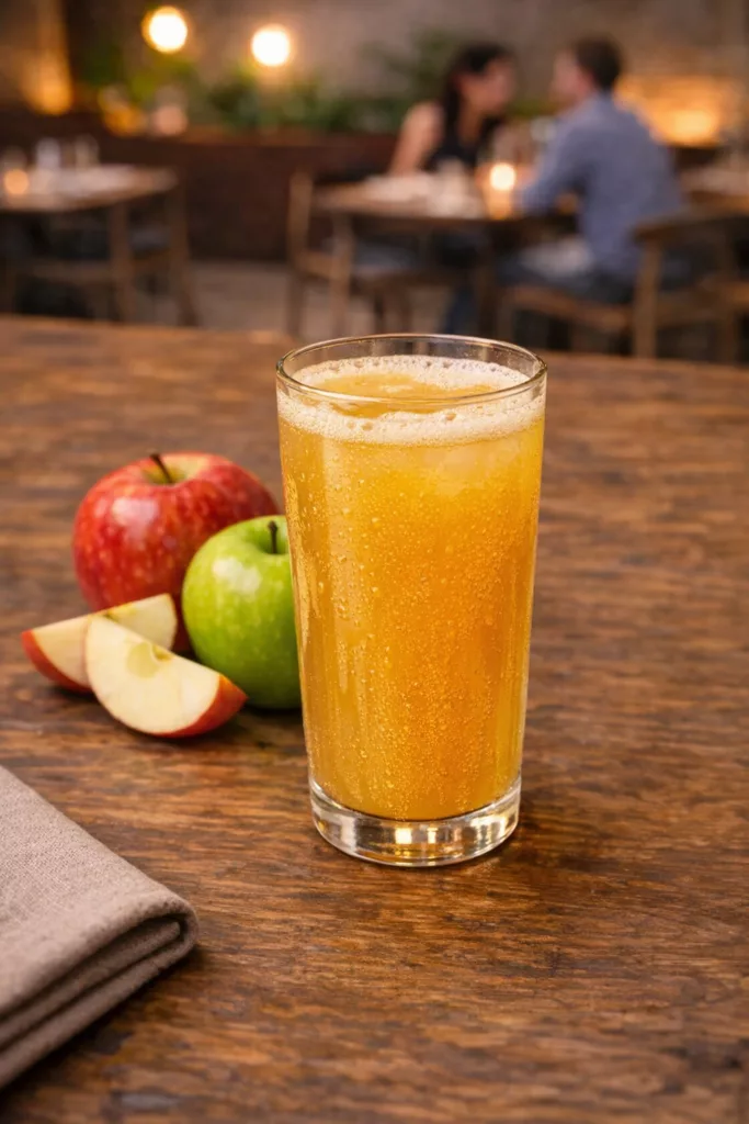 Verre de jus de pomme bio et local La Cour
