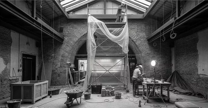 Ancienne imprimerie en travaux
